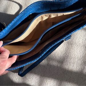 Blue Crocodile-Embossed Women's Bag